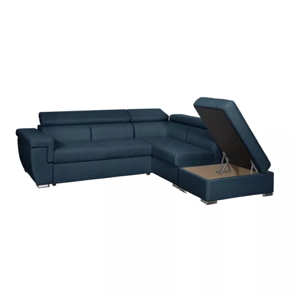 Convertible corner sofa 5 seats trunk fabric Right Angle IVY Oil Blue to associate with Scandinavian Sofas And Convertible Sofas