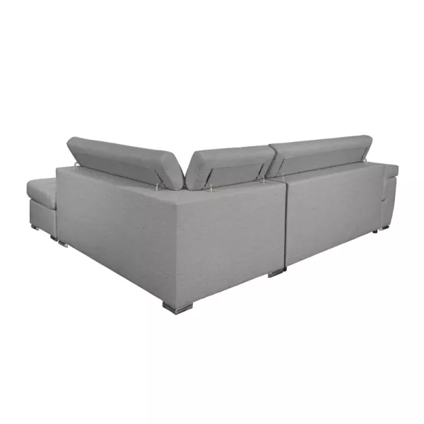 Canapé d'angle convertible 5 places coffre tissu Angle Droit IVY Gris clair