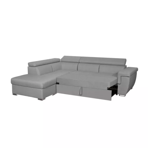 Ecksofa Cabrio 5 Plätze Kofferraum Stoff Ecke Links IVY Hellgrau mit assoziieren Wetterfeste umwandelbare Gartensofas und Sofas