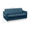 Canapé couchage rapide tissu 3 places TAMY (Bleu pétrole)