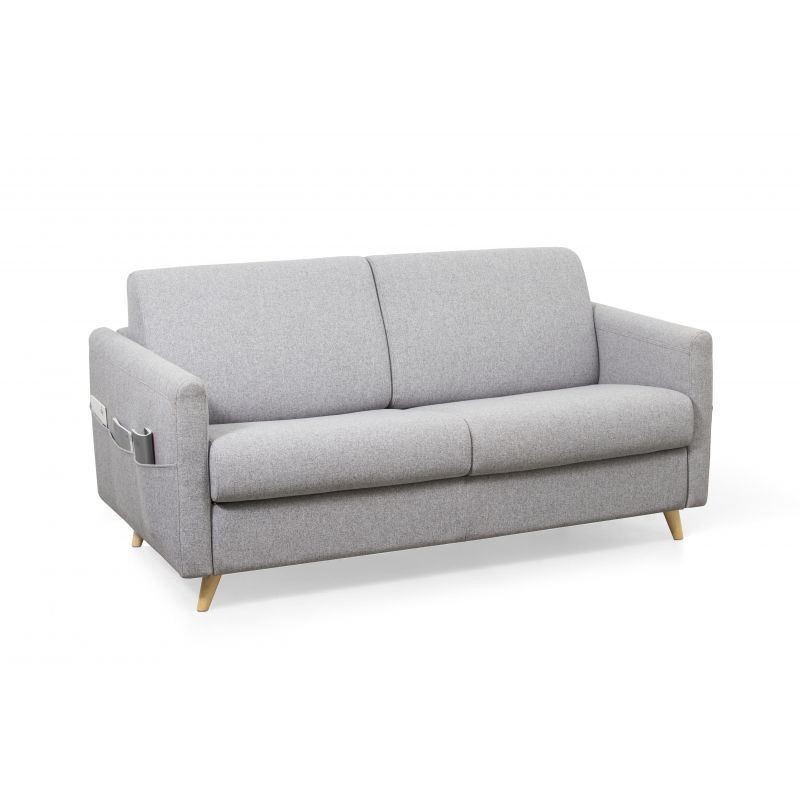 Canapé couchage rapide tissu 3 places TAMY (Gris clair)