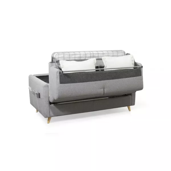 Canapé couchage rapide tissu 3 places TAMY (Gris clair)