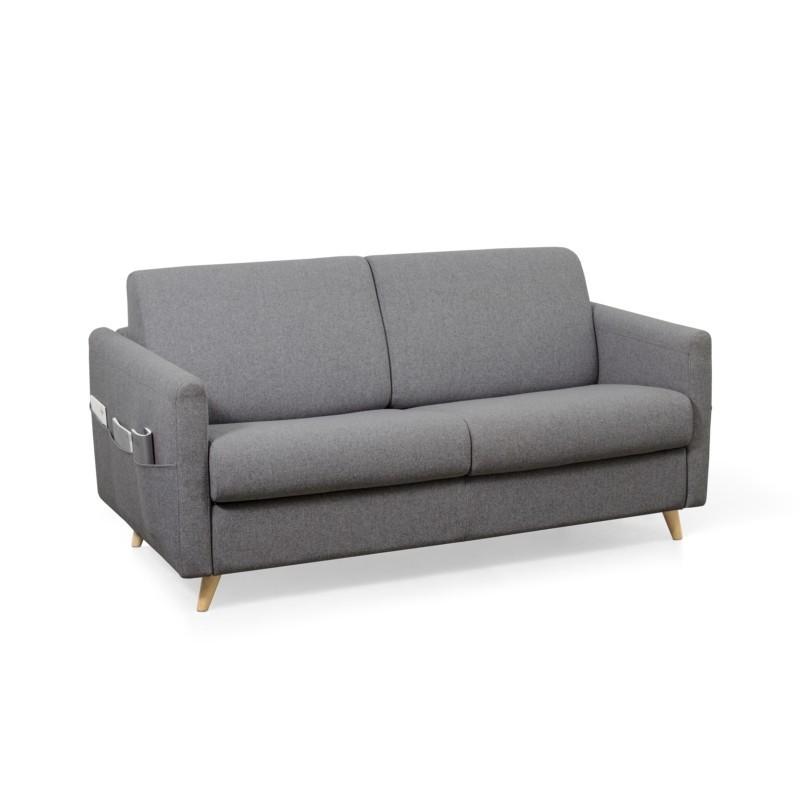 Canapé couchage rapide tissu 3 places TAMY (Gris foncé)