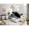 Corner sofa 3 places ottoman left shelf right FABIO (Grey, white) to associate with Weatherproof Garden Convertible Sofas and So