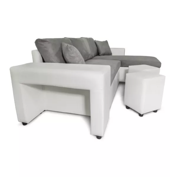 Corner sofa 3 places ottoman left shelf right FABIO (Grey, white) to associate with Practical And Robust Folding Sofas And Conve