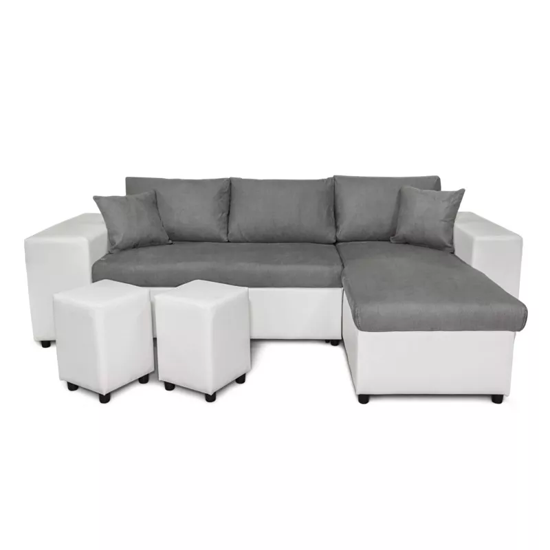 Corner sofa 3 places ottoman left shelf right FABIO (Grey, white) to associate with Contemporary Leather Sofas and Convertible S