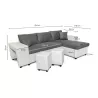 Corner sofa 3 places ottoman left shelf right FABIO (Grey, white) to associate with Weatherproof Garden Convertible Sofas and So