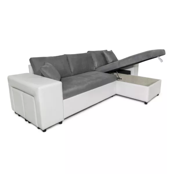 Corner sofa 3 places ottoman left shelf right FABIO (Grey, white) to associate with Scandinavian Sofas And Convertible Sofas Wit