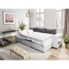 Corner sofa 3 places ottoman left shelf right FABIO (Grey, white) to associate with Weatherproof Garden Convertible Sofas and So