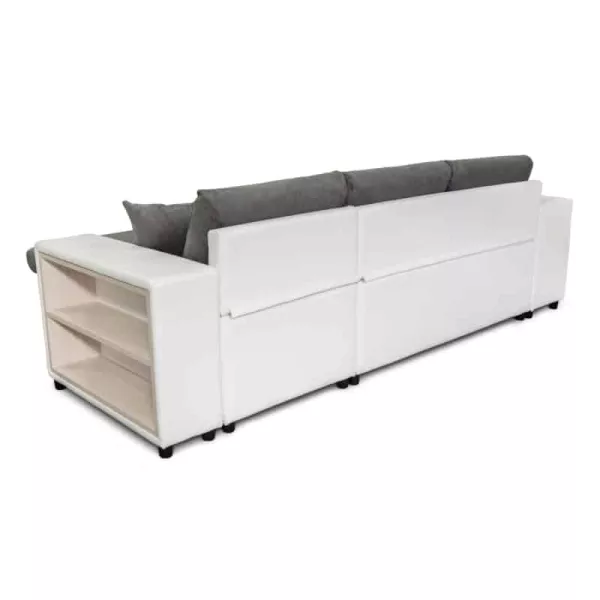 Corner sofa 3 places ottoman left shelf right FABIO (Grey, white) to associate with Weatherproof Garden Convertible Sofas and So