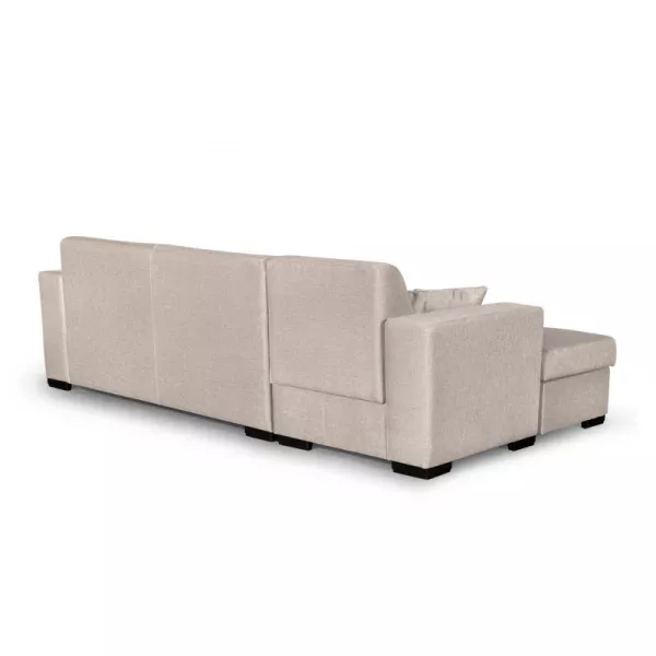 Canapé d'angle convertible 4 places tissu Angle Gauche CARIBI (Beige)