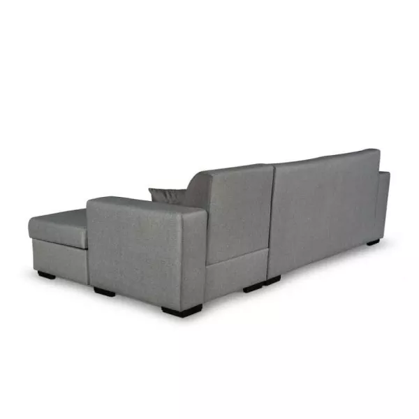 Canapé d'angle convertible 4 places tissu Angle Droit CARIBI (Gris clair)