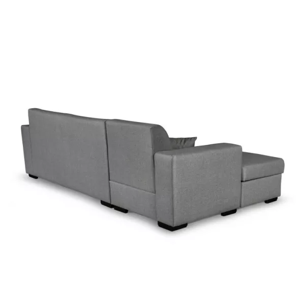 Canapé d'angle convertible 4 places tissu Angle Gauche CARIBI (Gris clair)