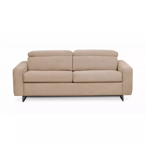 Canapé convertible 3 places tissu MINA (Beige)