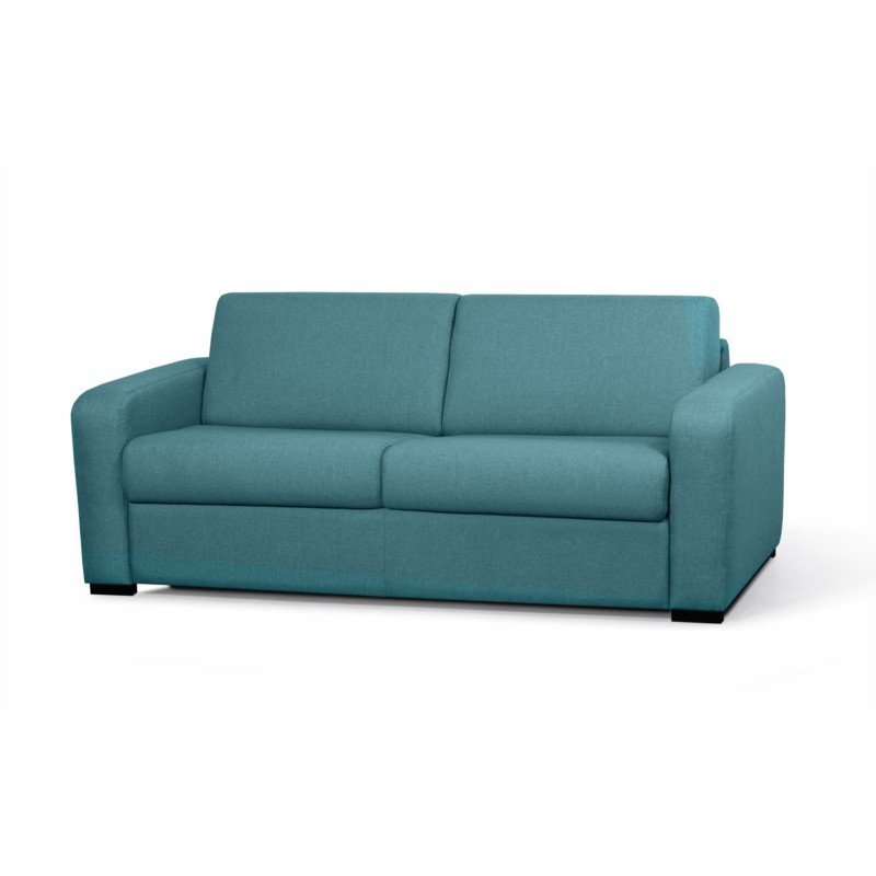  Schlafsofa 3 Plätze Stoff Matratze 160 cm LANDIN (Ente blau) mit assoziieren Sofas und umwandelbare Sofas gepolstert für optima