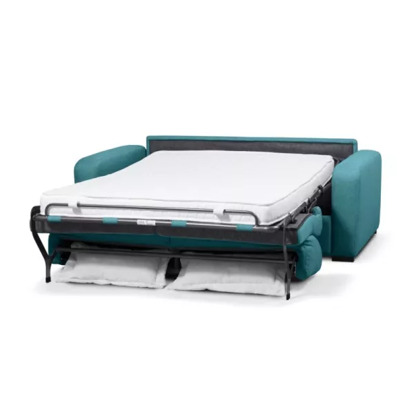  Sofa bed 3 places fabric Mattress 160 cm LANDIN (Duck blue) to associate with Stackable Sofas and Convertible Sofas to Save Spa