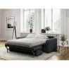 Canapé convertible 3 places tissu Matelas 160 cm LANDIN (Bleu foncé)