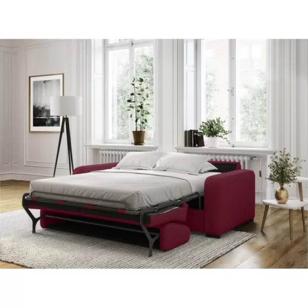  Canapé convertible 3 places tissu Matelas 160 cm LANDIN (Bordeaux)