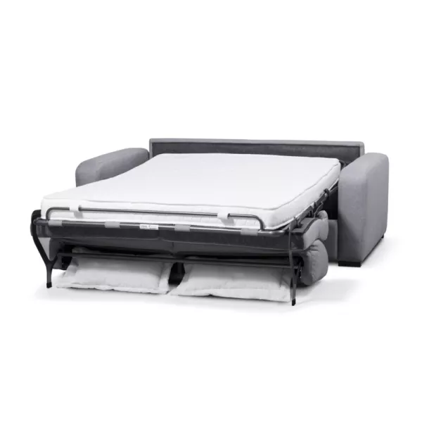  Canapé convertible 3 places tissu Matelas 160 cm LANDIN (Gris clair)