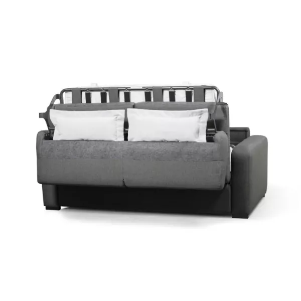  Canapé convertible 3 places tissu Matelas 160 cm LANDIN (Gris foncé)