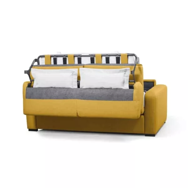  Canapé convertible 3 places tissu Matelas 160 cm LANDIN (Jaune)