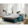 Canapé convertible 3 places tissu Matelas 140 cm LANDIN (Bleu canard)