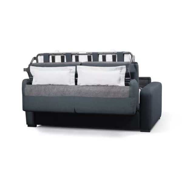 Canapé convertible 3 places tissu Matelas 140 cm LANDIN (Bleu foncé)