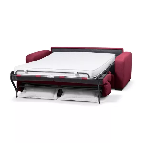 Canapé convertible 3 places tissu Matelas 140 cm LANDIN (Bordeaux)