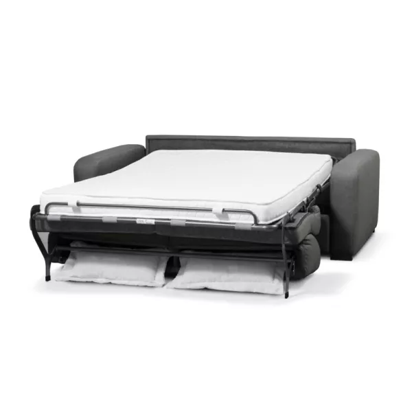 Canapé convertible 3 places tissu Matelas 140 cm LANDIN (Gris foncé)