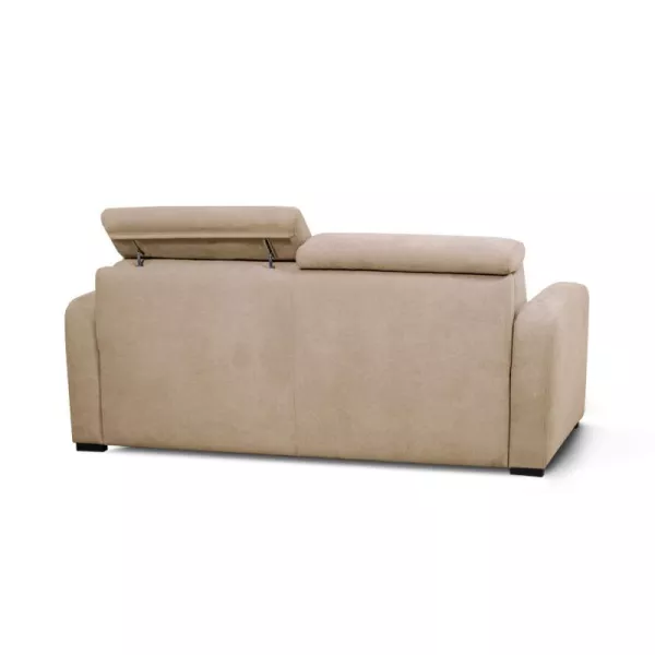  Canapé convertible 3 places tissu têtière CAROLE (Beige)