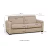  Canapé convertible 3 places tissu têtière CAROLE (Beige)