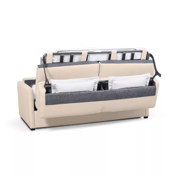 Schlafsofa 3 Plätze Stoff CANDY Matratze 140cm (Beige) mit assoziieren Zeitgenössische Ledersofas und umwandelbare Sofas