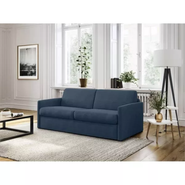 Canapé convertible 3 places tissu CANDY (Bleu foncé)