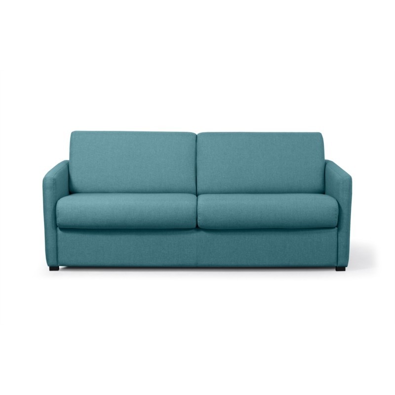 Canapé convertible système couchage express 3 places tissu CANDY (Bleu canard)