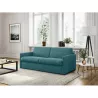 Canapé convertible système couchage express 3 places tissu CANDY (Bleu canard)