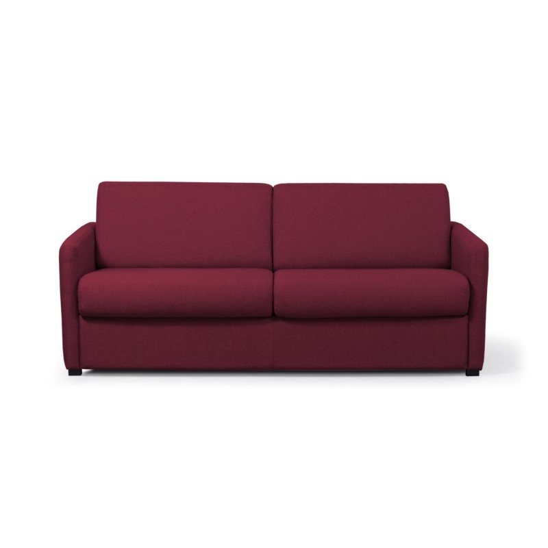 Canapé convertible système couchage express 3 places tissu CANDY (Bordeaux)