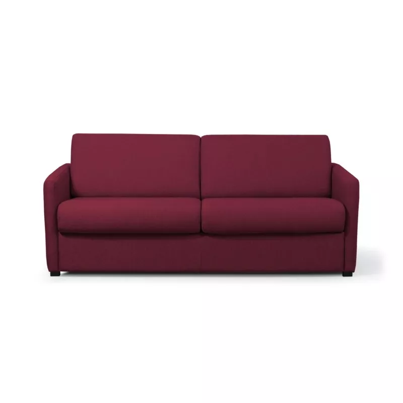 Canapé convertible système couchage express 3 places tissu CANDY (Bordeaux)