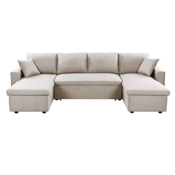 Convertible corner sofa 6 places raphy fabric (Beige) to associate with Weatherproof Garden Convertible Sofas and Sofas