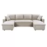 Convertible corner sofa 6 places raphy fabric (Beige) to associate with Weatherproof Garden Convertible Sofas and Sofas