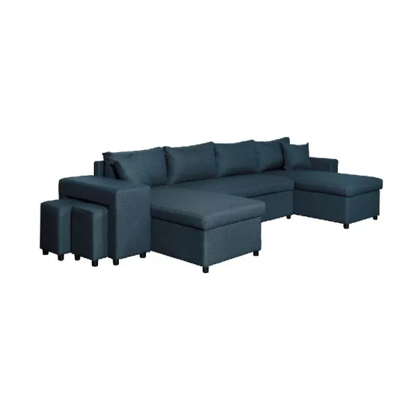 Convertible corner sofa 6 places RAPHY fabric (Petroleum blue) to associate with Weatherproof Garden Convertible Sofas and Sofas