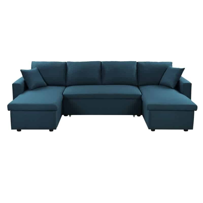 Convertible corner sofa 6 places RAPHY fabric (Petroleum blue) to associate with Comfortable Convertible Sofas and Sofas for Off