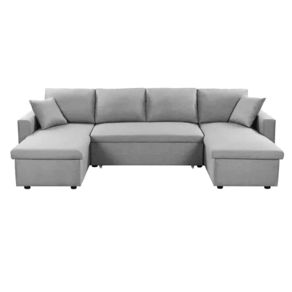 Convertible corner sofa 6 places RAPHY fabric (Light grey) to associate with Practical And Robust Folding Sofas And Convertible 