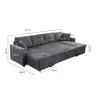 Convertible corner sofa 6 places RAPHY fabric (Light grey) to associate with High Quality Solid Wood Sofas and Convertible Sofas