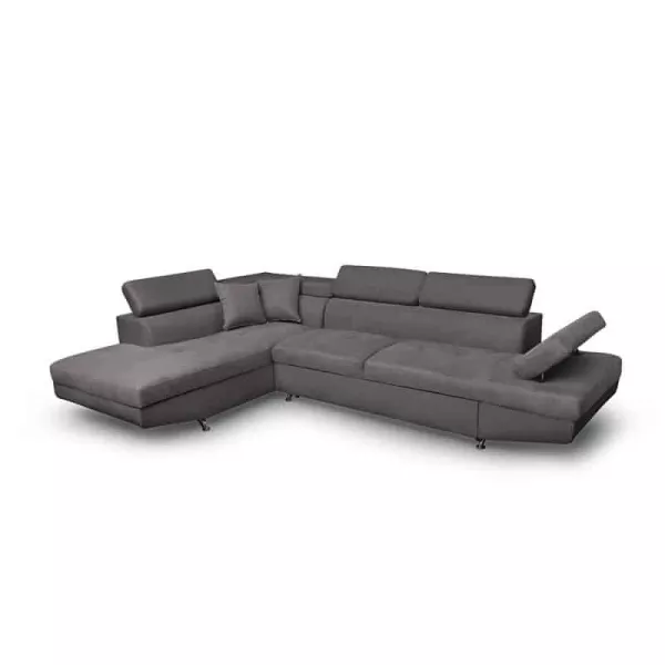 Canapé d'angle convertible 5 places microfibre Angle Gauche RIO (Gris)