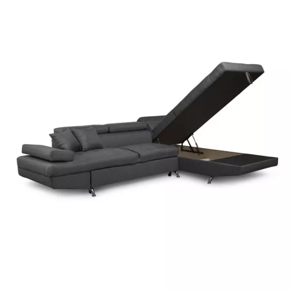 Umwandelbares Ecksofa 5 Plätze Stoff Right Angle RIO (Dunkelgrau) mit assoziieren Praktische und robuste Klappsofas und umwandel