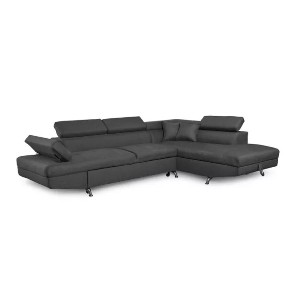 Umwandelbares Ecksofa 5 Plätze Stoff Right Angle RIO (Dunkelgrau) mit assoziieren Industrielle Cabrio-Sofas und Sofas aus Metall