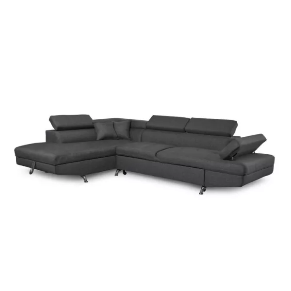 Convertible corner sofa 5 places fabric Left Corner RIO (Dark grey) to associate with Rattan Sofas and Convertible Sofas for Nat