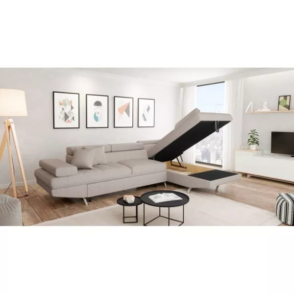 Umwandelbares Ecksofa 5 Plätze Stoff Right Angle RIO (Beige) mit assoziieren Sofas und umwandelbare Sofas für das Esszimmer