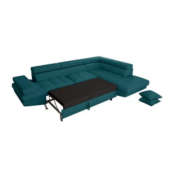 Convertible corner sofa 5 places fabric Right Angle RIO (Duck Blue) to associate with Sofas and Convertible Sofas Upholstered fo