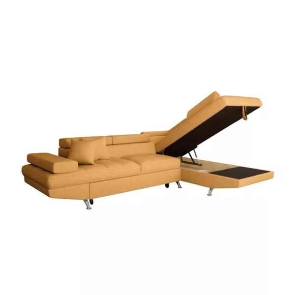 Umwandelbares Ecksofa 5 Plätze Stoff Right Angle RIO (Ocker gelb) mit assoziieren Wetterfeste umwandelbare Gartensofas und Sofas